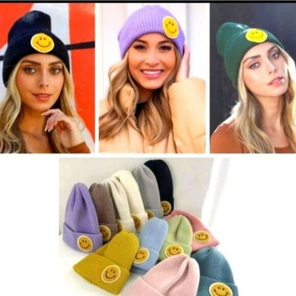 Beanies Various colors available Smiley Face, GREAT GIFT IDEA ADORABLE - Picture 3 of 16